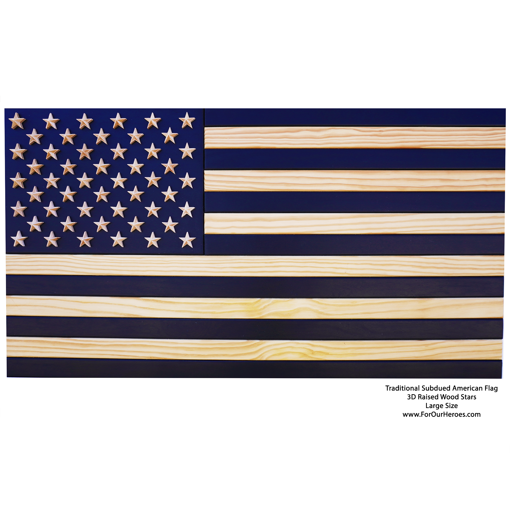 2D TRADITIONAL SUBDUED American Flag (TRUE 3D Raised Stars)