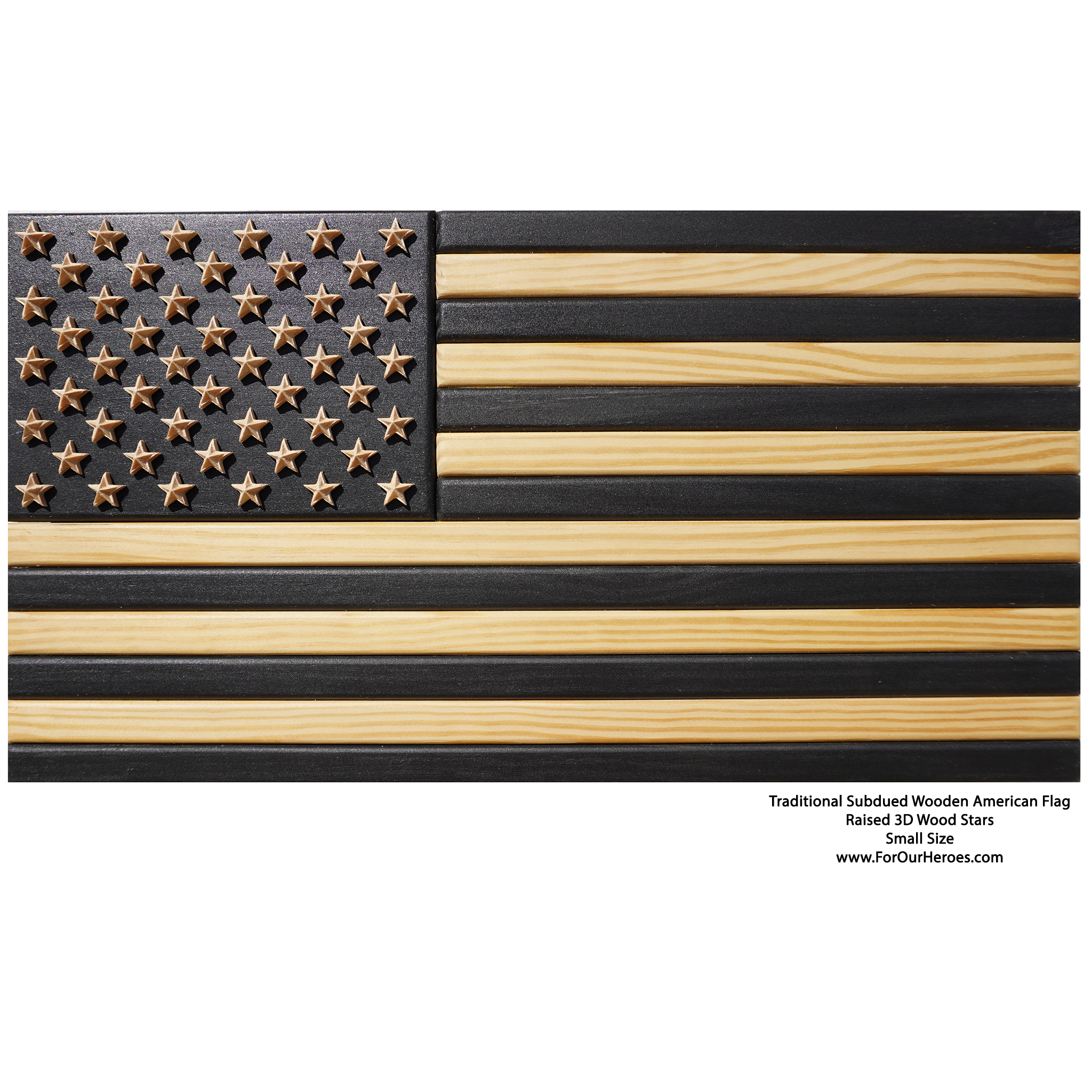 2D TRADITIONAL SUBDUED American Flag (TRUE 3D Raised Stars) - 0