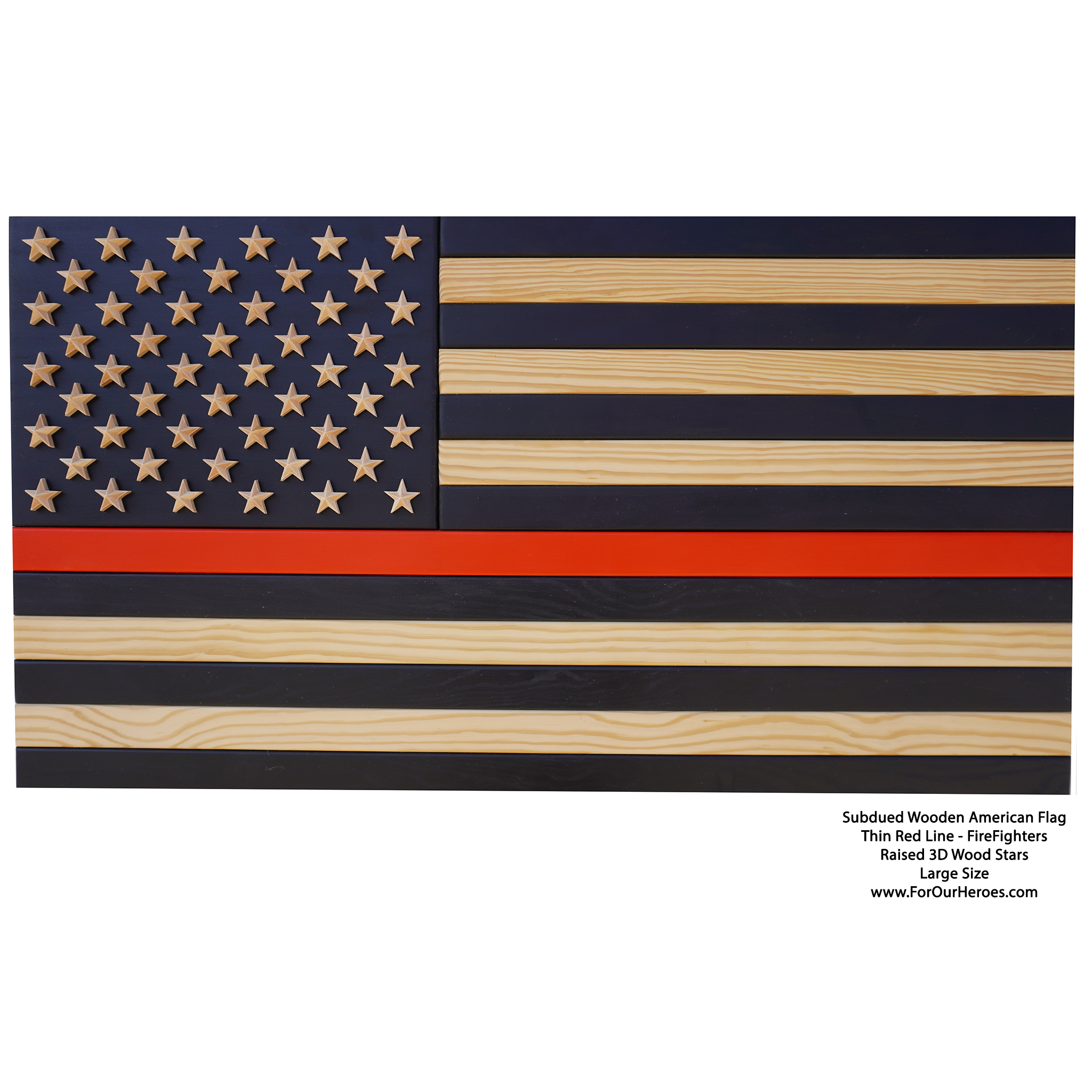 2D TRADITIONAL SUBDUED THIN LINE American Flag (TRUE 3D Raised Stars)