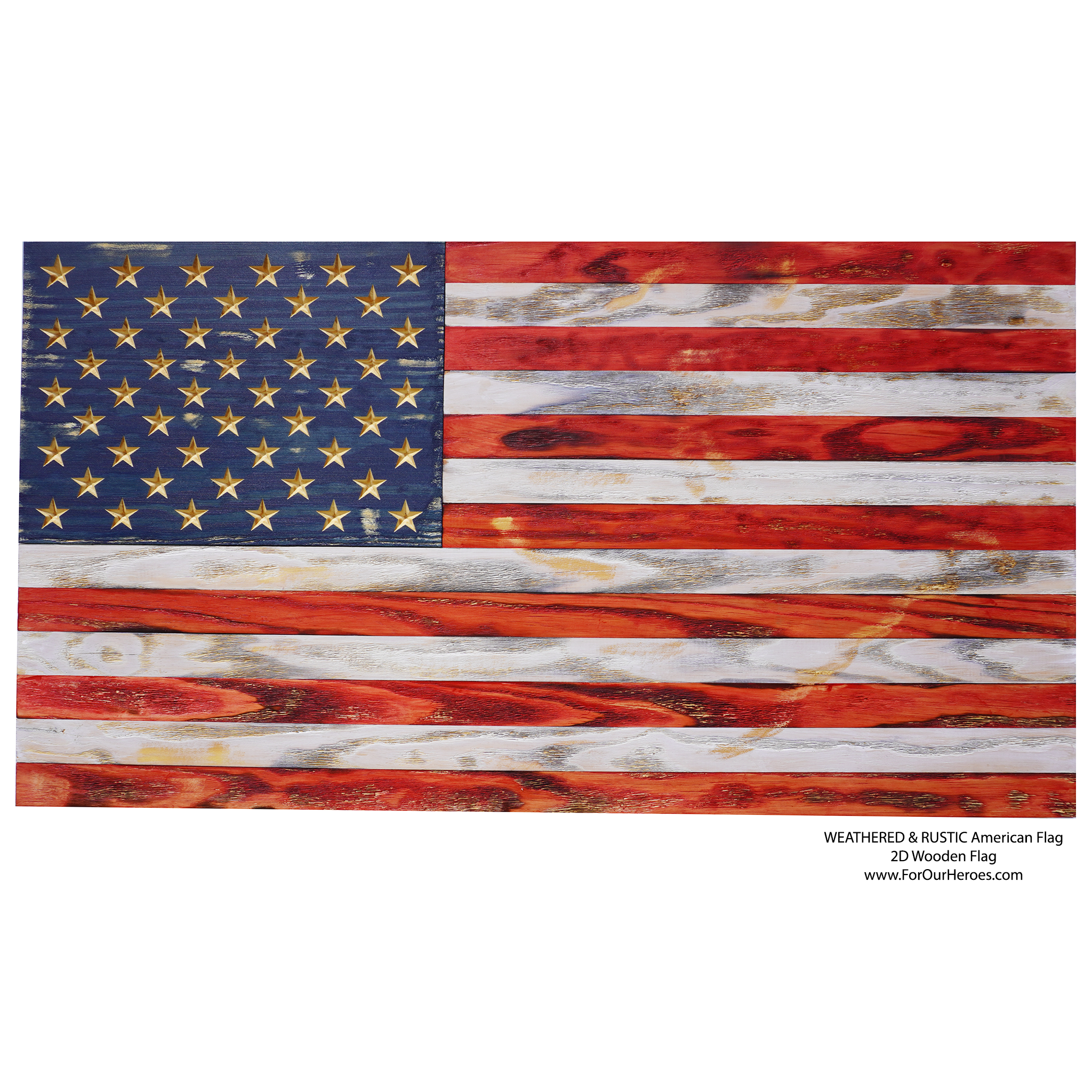 2D WEATHERED & RUSTIC American Flag - 0
