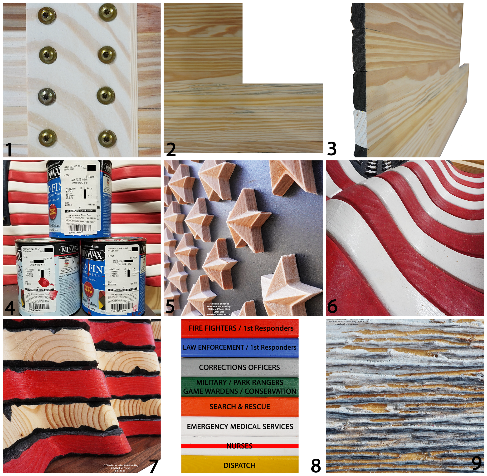 Craftsmanship and quality for our heroes 8 grid visual incredible detail creativity wooden american flags attention to detail made in posen michigan bcd3d227 5637 4164 8f04 477539f1d56c