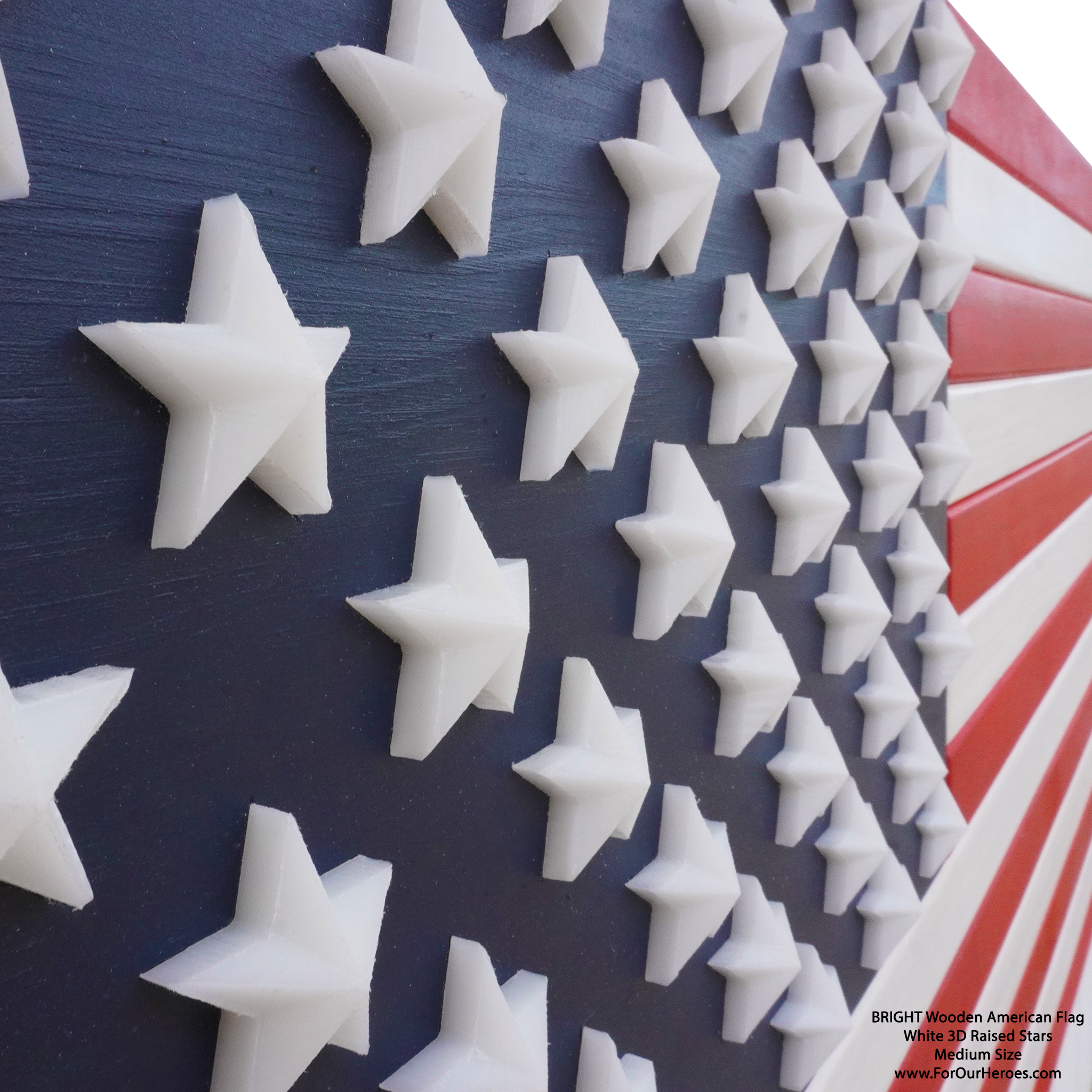 2D BRIGHT Wooden American Flag w/ 3D Raised Stars | ForOurHeroes.com