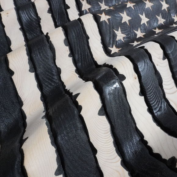 3D SUBDUED CHISELED American Flag (carved stars)