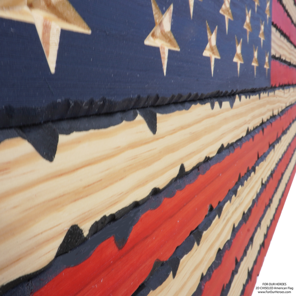 2D CHISELED American Flag (Carved Stars)