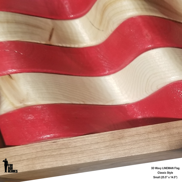 3D Thin Line LINEMEN Wooden American Flag