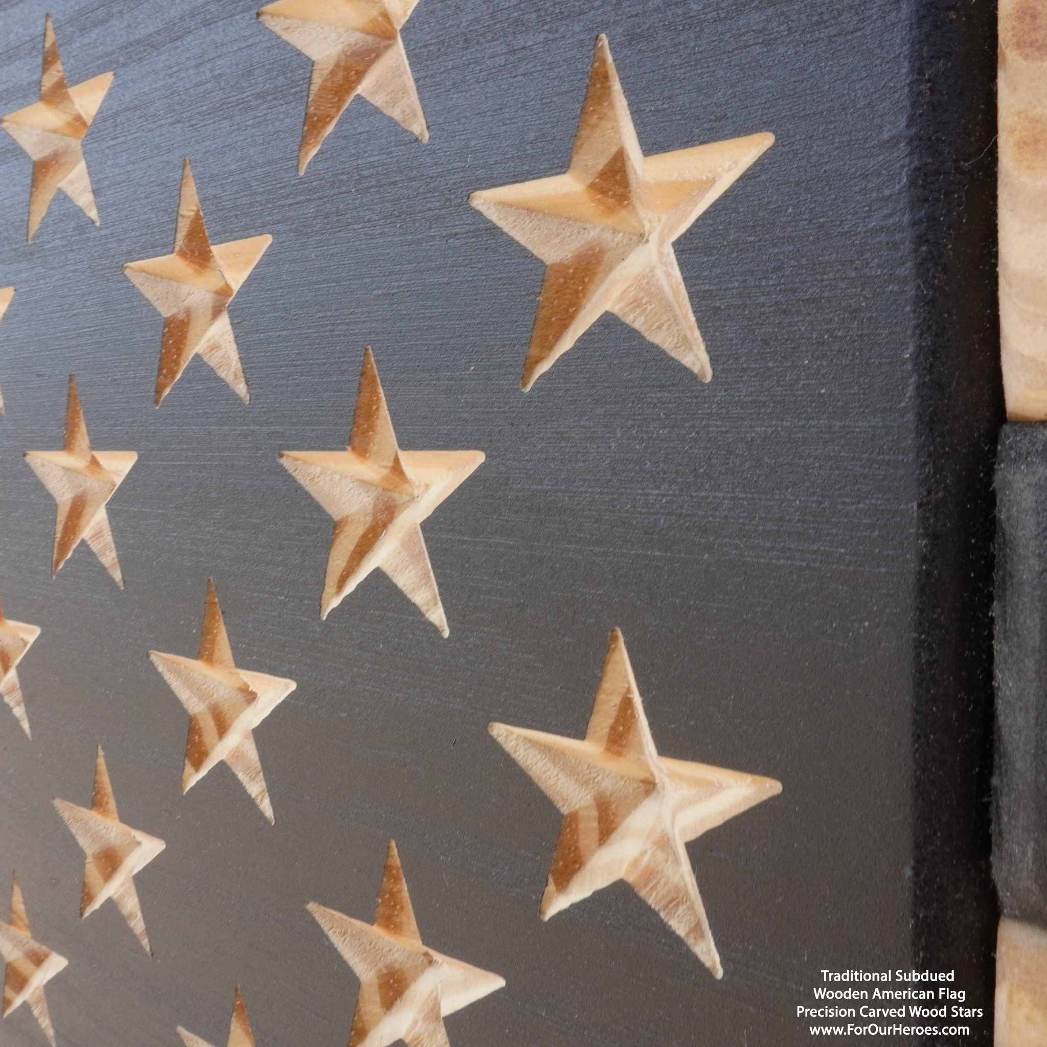 2D TRADITIONAL SUBDUED American Flag (carved stars)