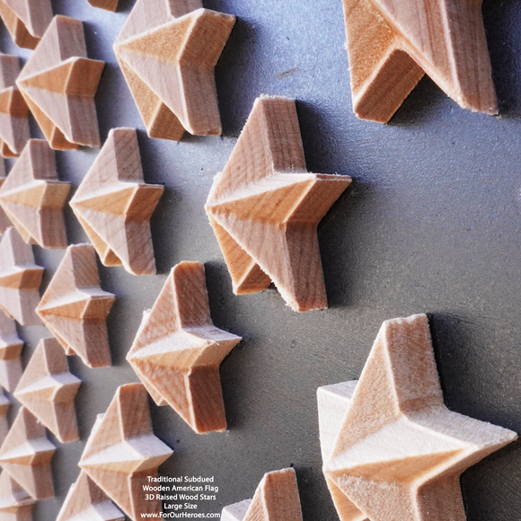 2D TRADITIONAL SUBDUED American Flag (TRUE 3D Raised Stars)