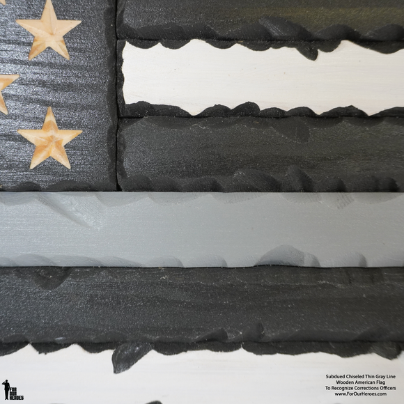 2D SUBDUED CHISELED THIN LINE American Flag (carved stars)