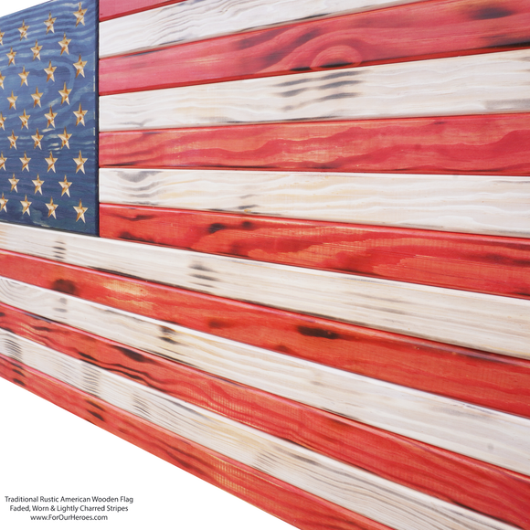 2D TRADITIONAL RUSTIC American Flag (Carved Stars)