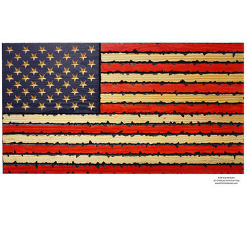 2D CHISELED American Flag (Carved Stars) - 0