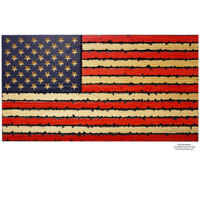 2D CHISELED American Flag (Carved Stars) - 0