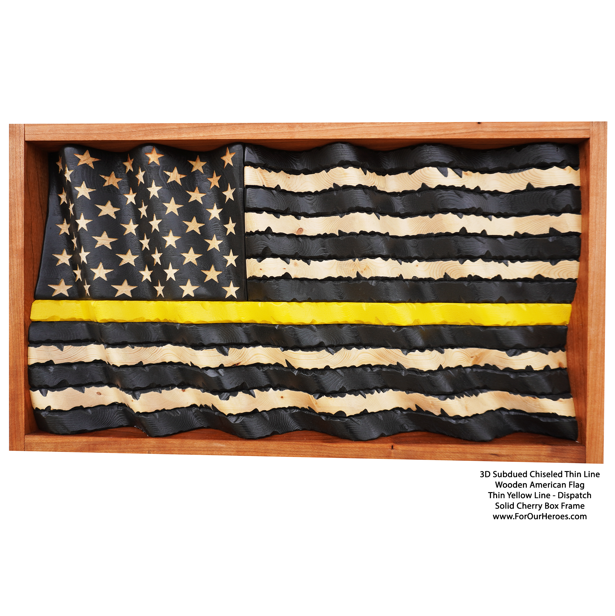 3D SUBDUED CHISELED THIN LINE American Flag (carved stars) - 0