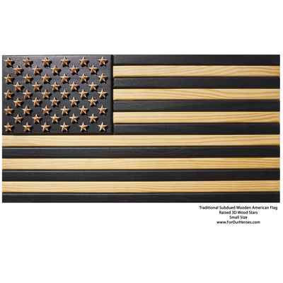 2D TRADITIONAL SUBDUED American Flag (TRUE 3D Raised Stars) - 0