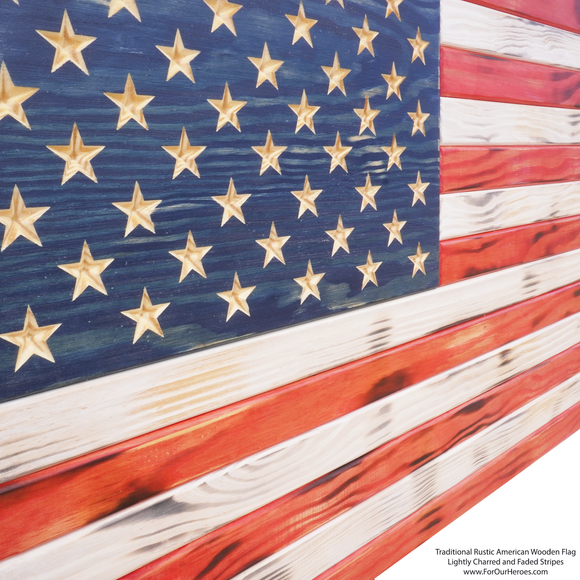 2D TRADITIONAL RUSTIC American Flag (Carved Stars)