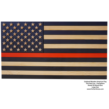 2D TRADITIONAL SUBDUED THIN LINE American Flag (TRUE 3D Raised Stars) - 0