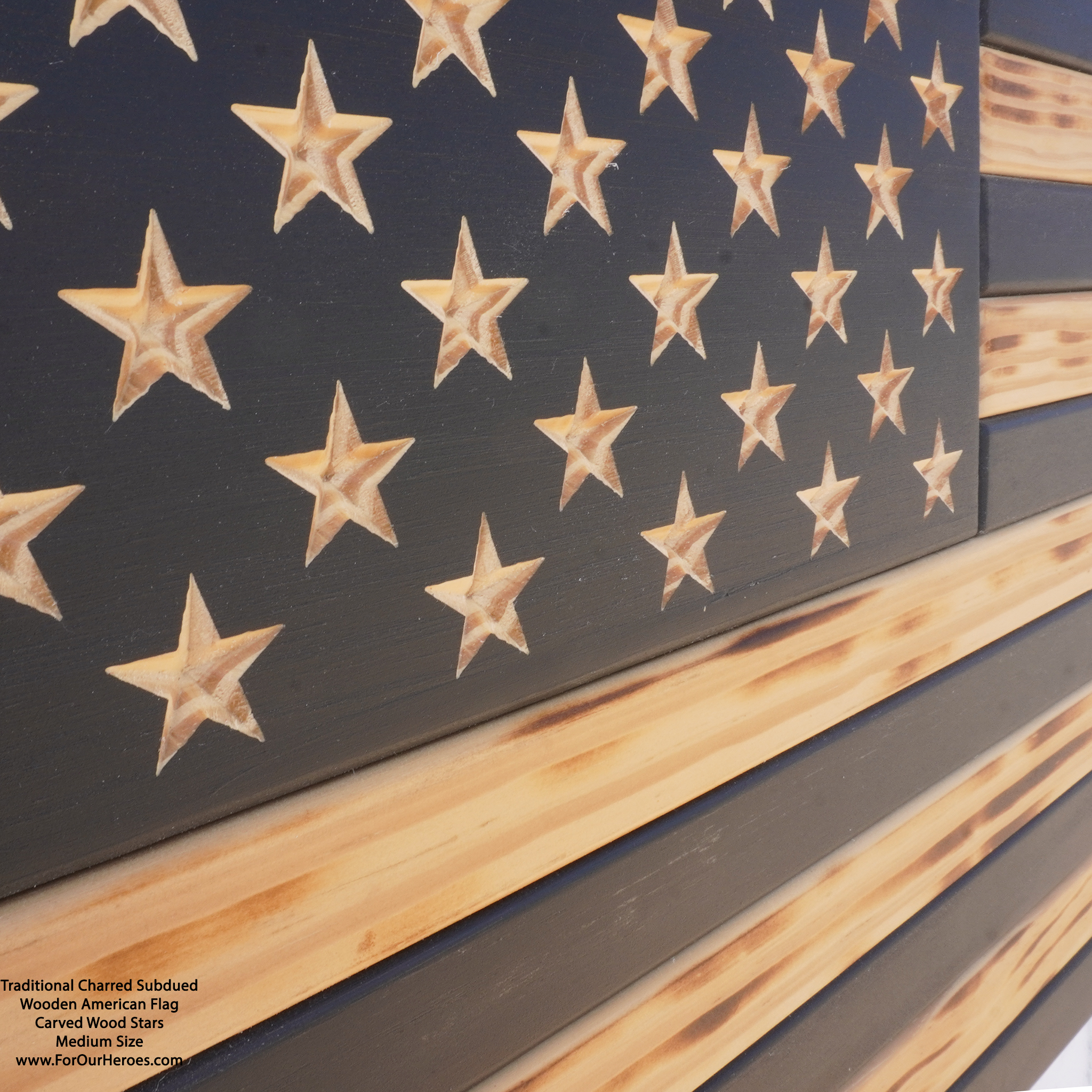 2D TRADITIONAL SUBDUED American Flag (carved stars)