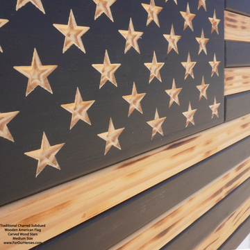 2D TRADITIONAL SUBDUED American Flag (carved stars)