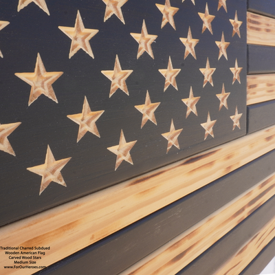 2D TRADITIONAL SUBDUED American Flag (carved stars)