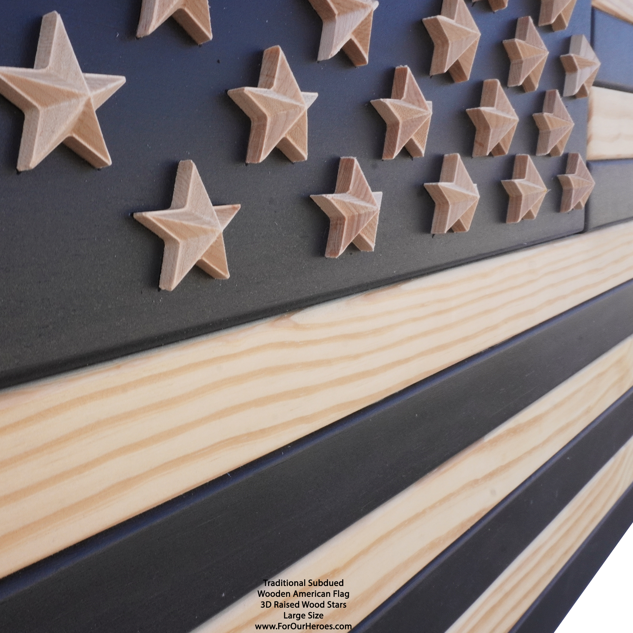 2D TRADITIONAL SUBDUED American Flag (TRUE 3D Raised Stars)