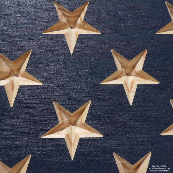 2D CHISELED American Flag (Carved Stars)