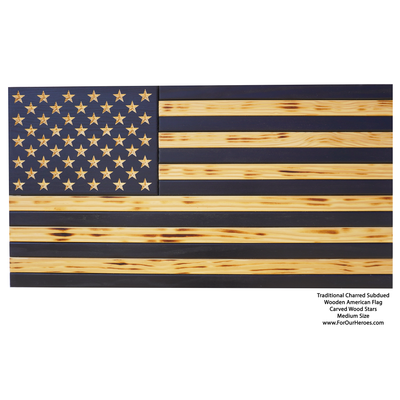 2D TRADITIONAL SUBDUED American Flag (carved stars) - 0