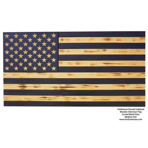 2D TRADITIONAL SUBDUED American Flag (carved stars)