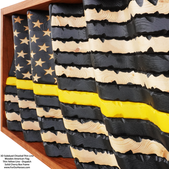 3D SUBDUED CHISELED THIN LINE American Flag (carved stars)