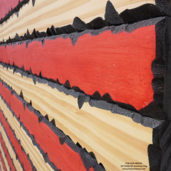 2D CHISELED American Flag (Carved Stars)