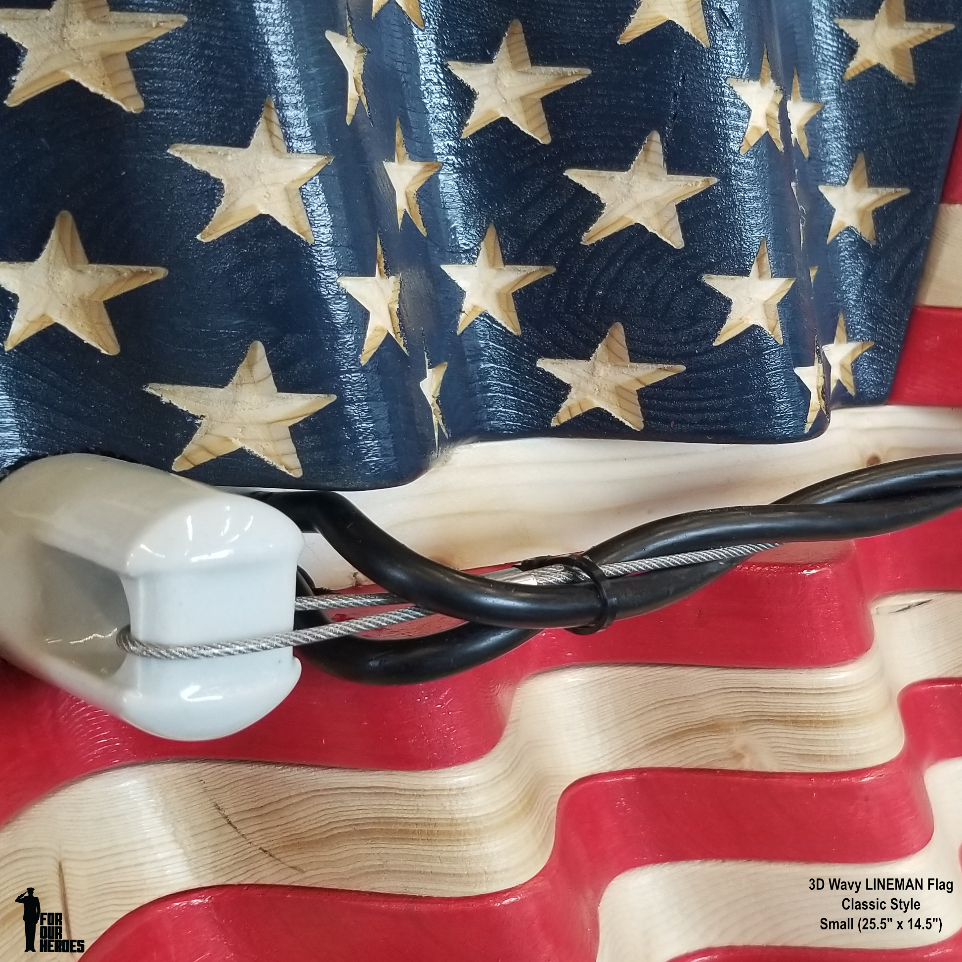3D Thin Line LINEMEN Wooden American Flag