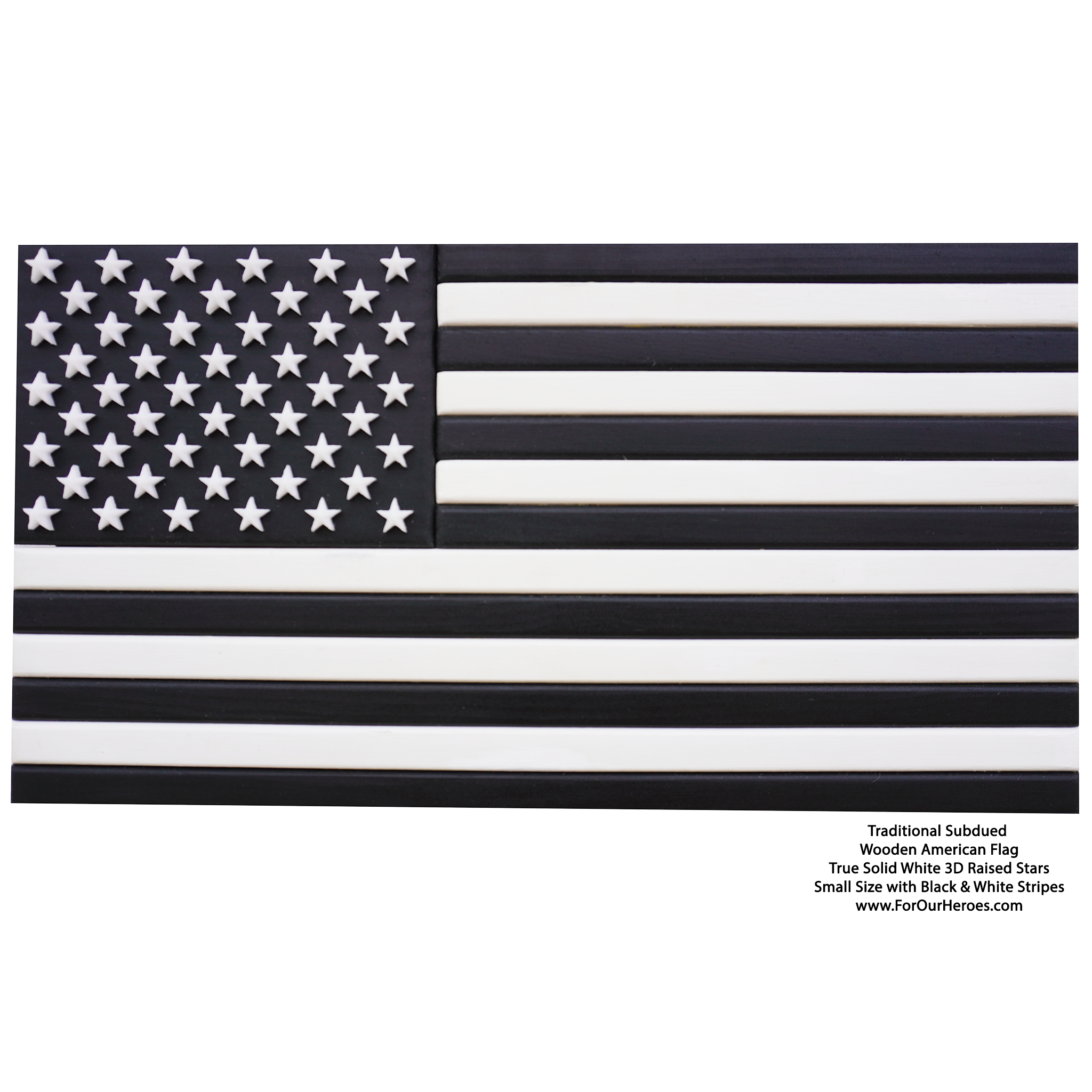 2D TRADITIONAL SUBDUED American Flag (TRUE 3D Raised Stars)