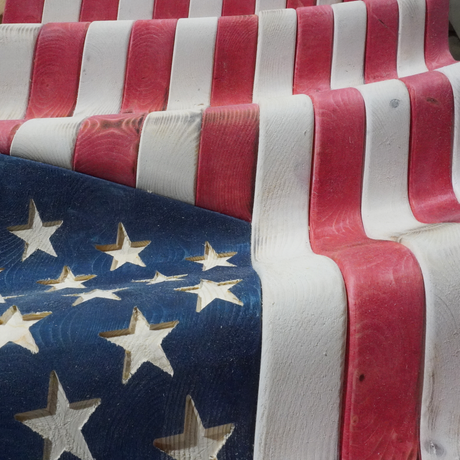 3D TRADITIONAL RUSTIC American Wooden Flag (Carved Stars)