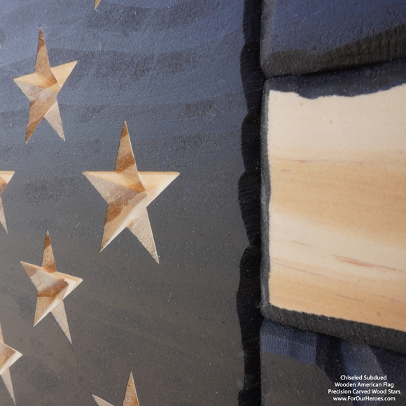 2D SUBDUED CHISELED American Flag (carved stars)