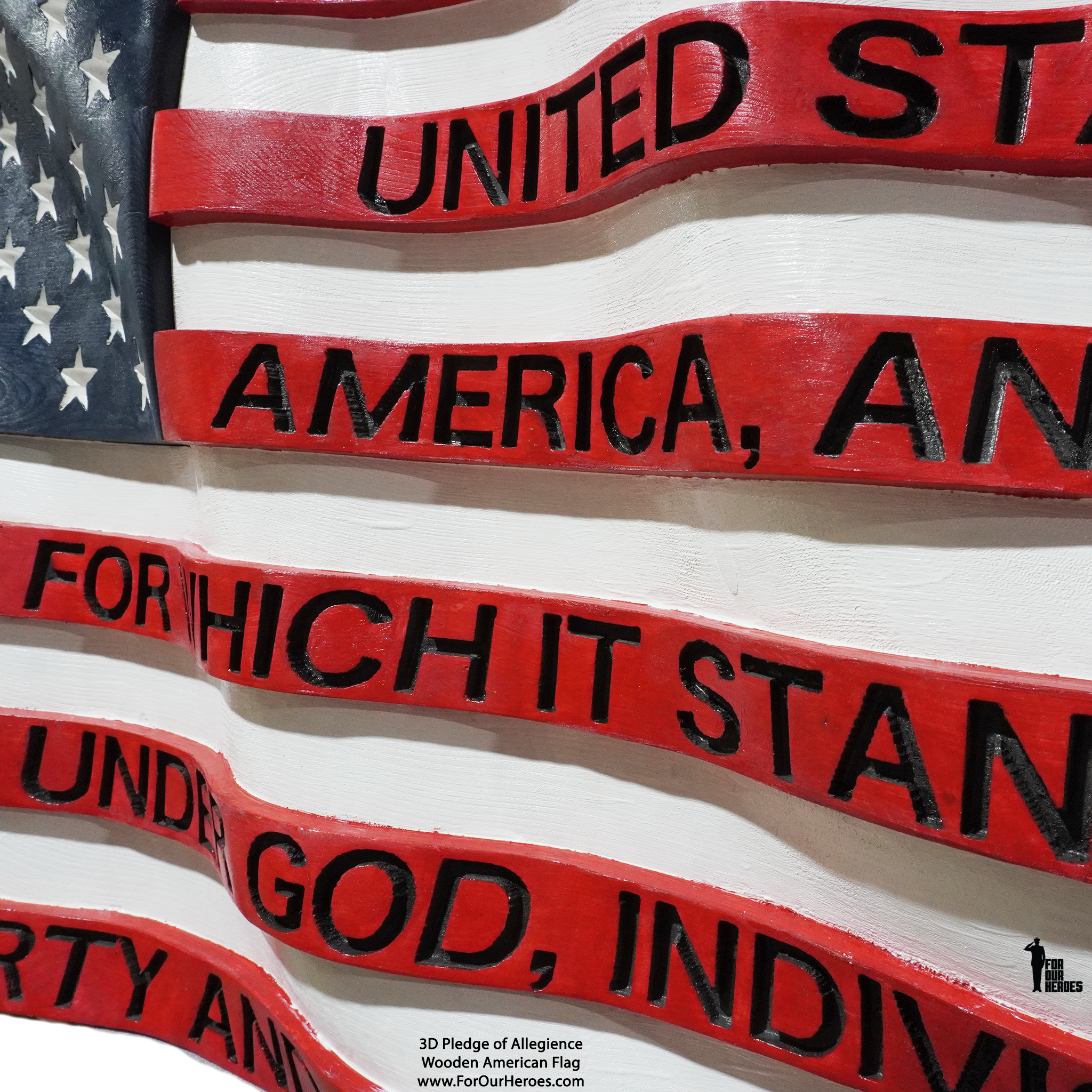 3D PLEDGE OF ALLEGIANCE Wooden American Flag