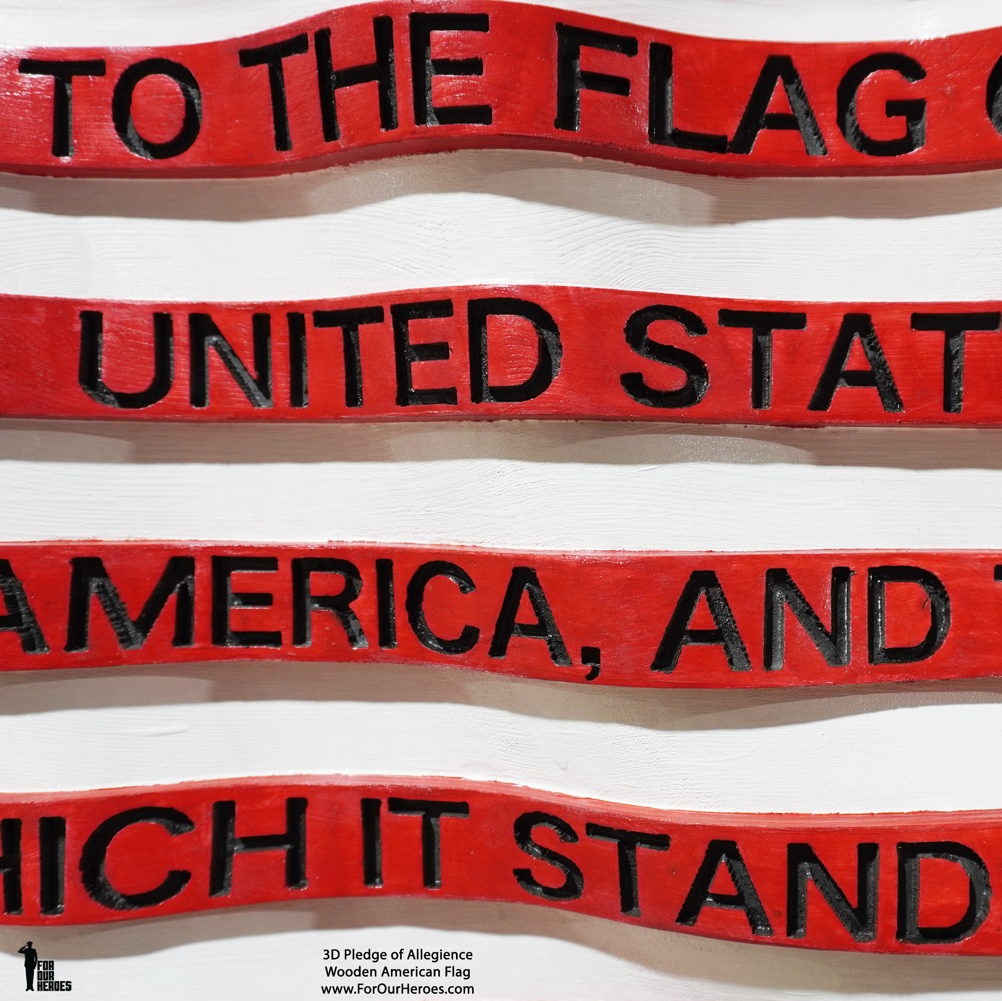 3D PLEDGE OF ALLEGIANCE Wooden American Flag-3