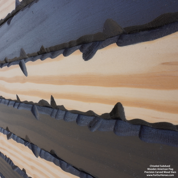 2D SUBDUED CHISELED American Flag (carved stars)