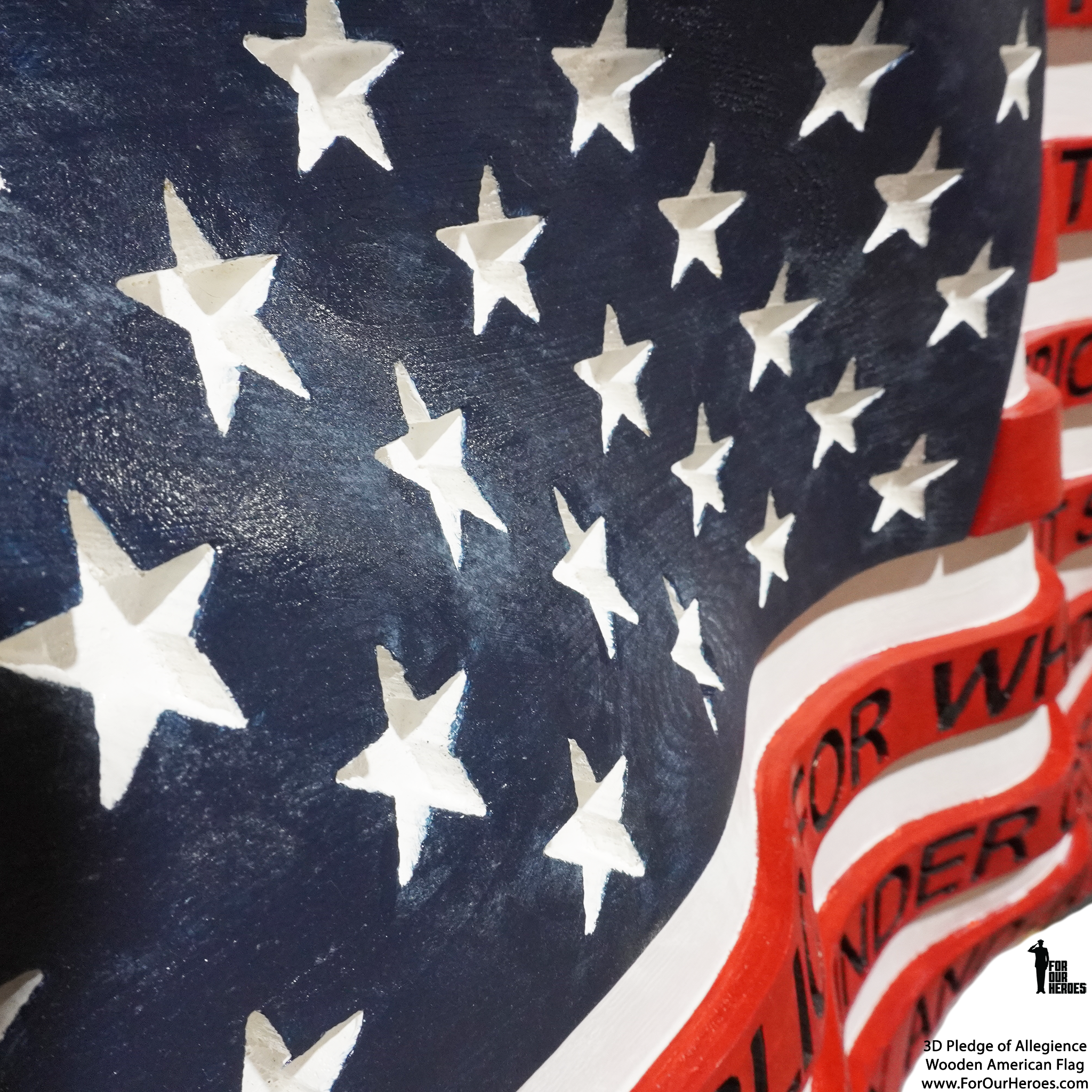 3D PLEDGE OF ALLEGIANCE Wooden American Flag-4